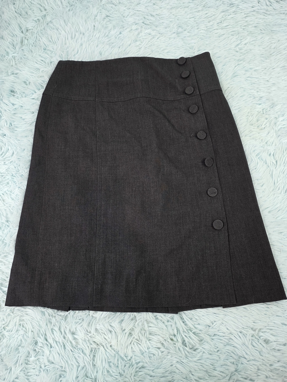 Elevenses Gray Button Accent Midi Skirt Sz 8 Dark Academia Workwear